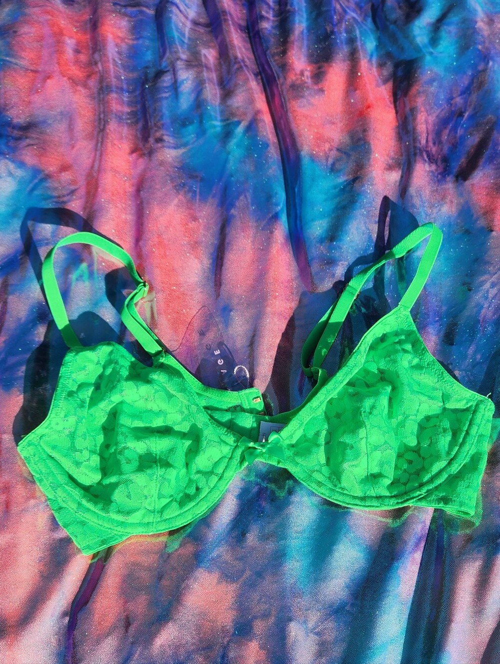 Green Cheetah Sheer Lace Underwire Bra